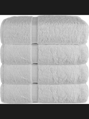 Coming Soon Chakir Turkish White Luxury Cotton Bath Towels - Pack of 4